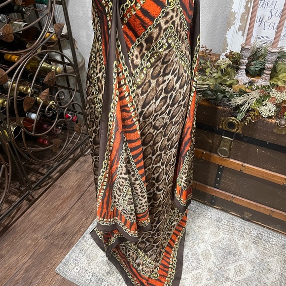 MICHAEL Michael Kors Brown and Orange Midi Dress Size S/M - Picture 9 of 13